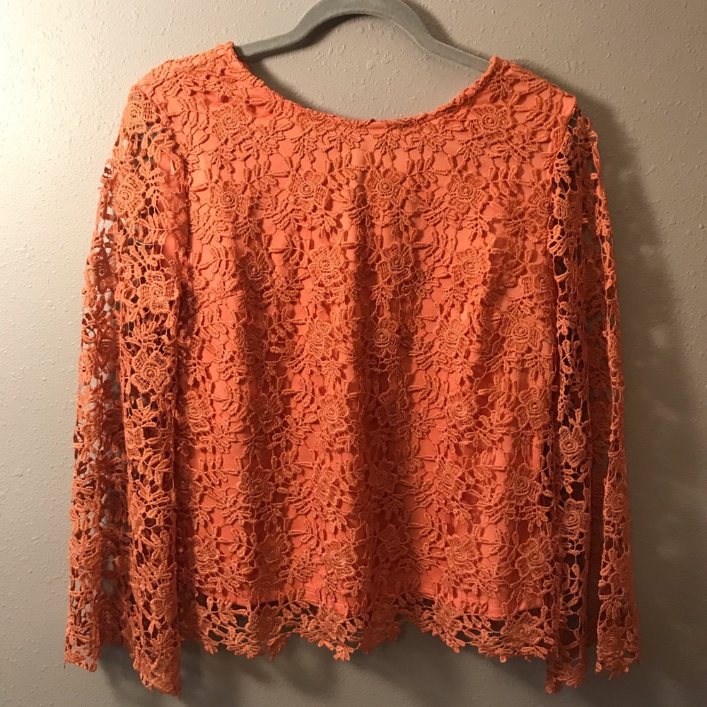 Peach lace blouse